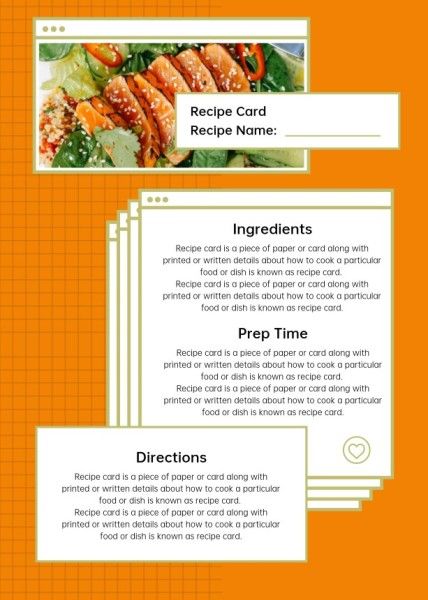 Orange Food Veggie Cocktail Recipe Recipe Card