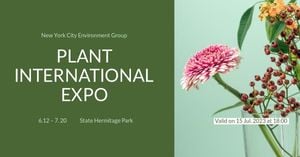 cover photo, social media, social network, Green And Blue Floral Plant International Expo Facebook Event Cover Template