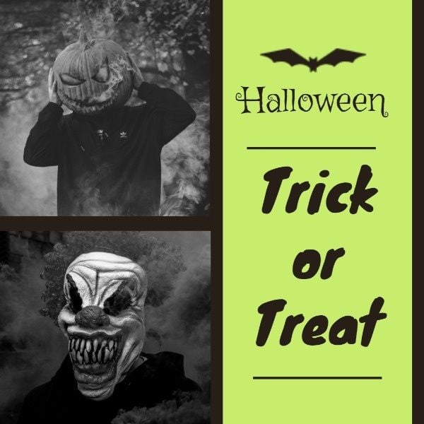holiday, festival, celebration, Black Pumpkin Head Ghost Halloween Instagram Post Template