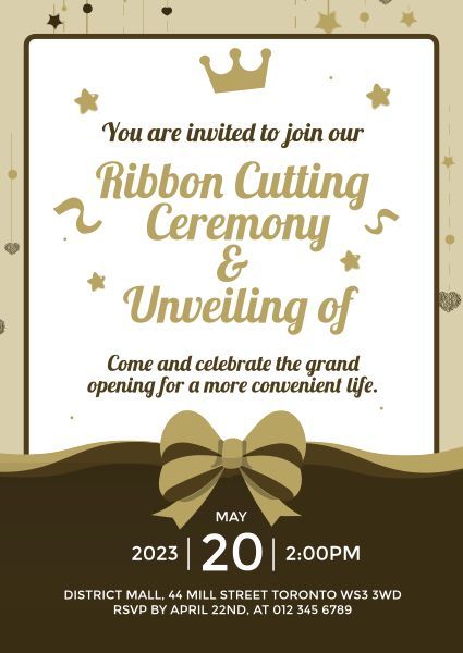 ribbon-cutting ceremony, event, unveiling, Business Opening Ceremony Ribbon Cutting Invitation Template