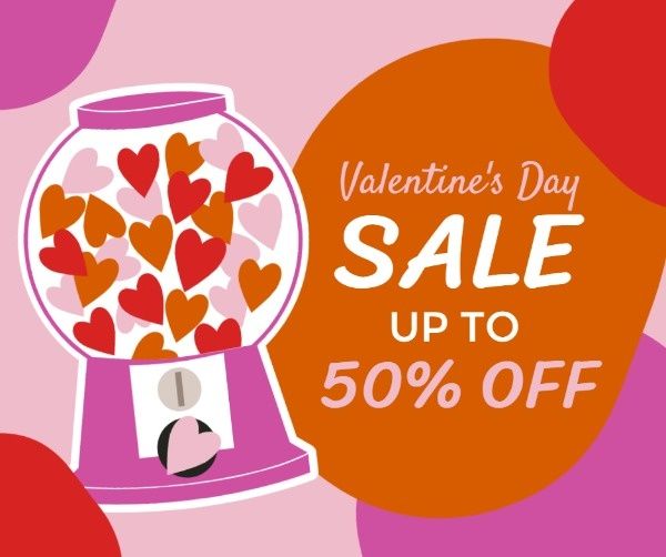 discount, business, store, Pink Snow Ball Valentine's Day Gift Facebook Post Template