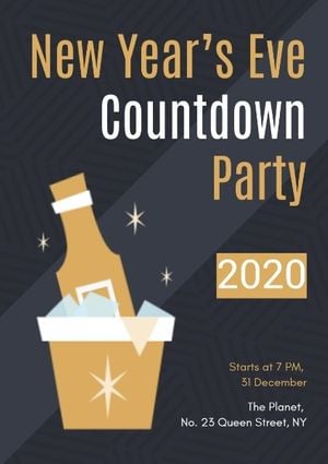 new year, happy new year, new years, Black Countdown Party Flyer Template
