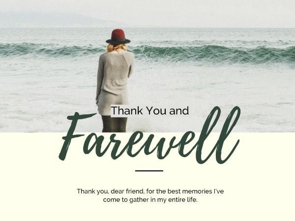 thank you, goodbye, wishes, Simple Farewell Card Template