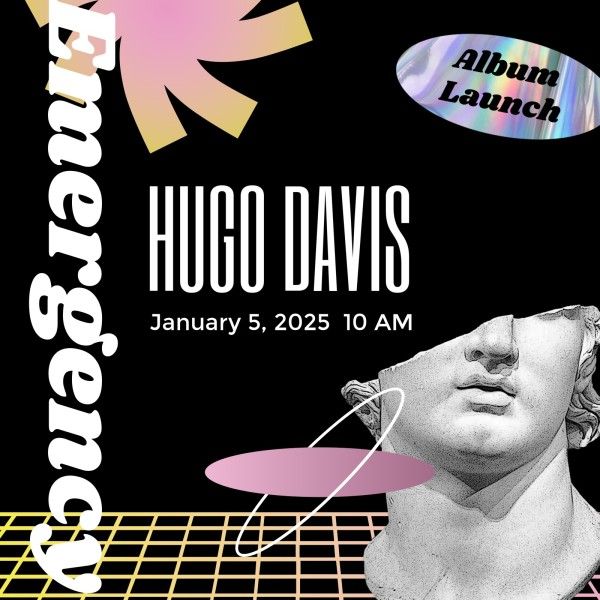 music, business, commercial, Black Hugo Davis Album Launch Album Cover Template