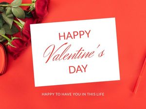 Red Flower Valentine Love Wish Card