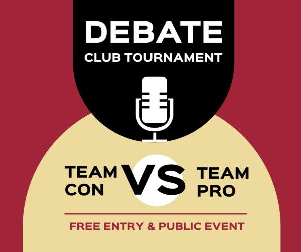 school, university, students, Red Debate Club Tournament Facebook Post Template