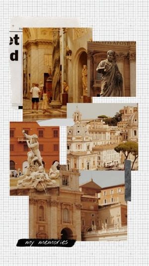 art, museum, memories, Travel My Life Photo Collage Instagram Story Template