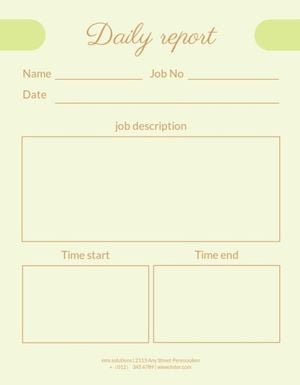 business, company, working day, Simple Boxes Green Background Work Daily Report Template