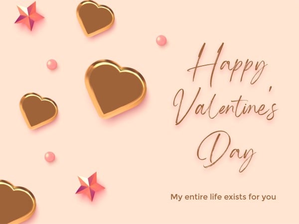 Beige Elegant Heart Valentine Love Card