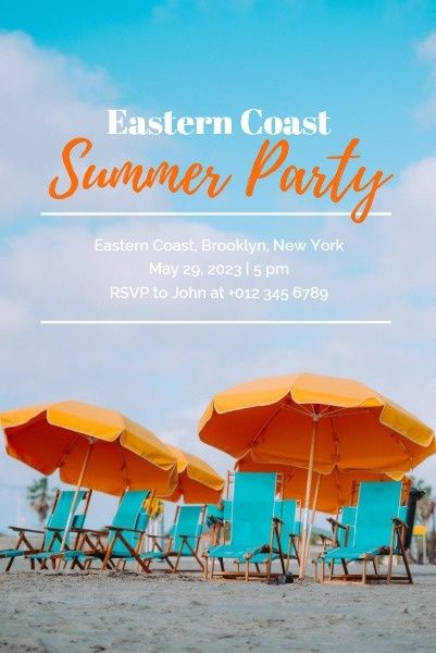 invitation, journey, tour, Summer Sea Party Pinterest Post Template