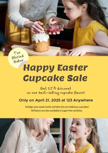 easter, sale, cupcake, Brighten Up Your Day Flyer Template