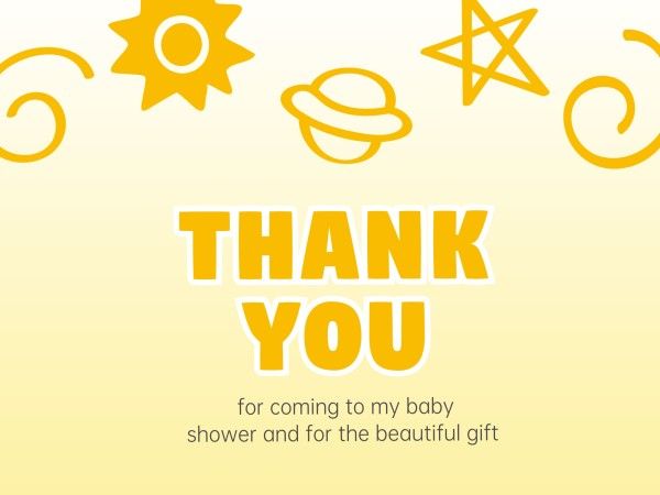 birth welcome, new born, baby, Yellow Thank You Slogan Card Template
