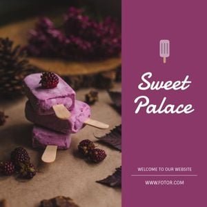 story, media, website, Purple Ice Cream Sweet Food Ad Instagram Post Template