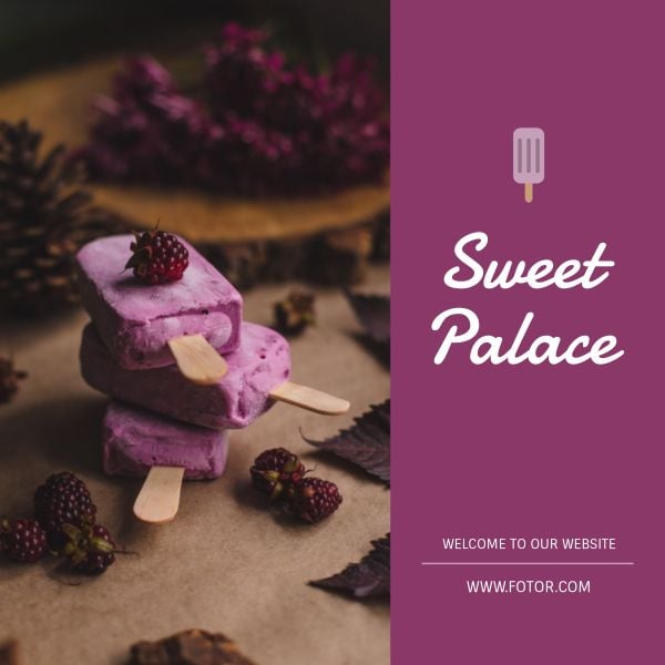 Purple Ice Cream Sweet Food Ad Instagram Post Instagram Post