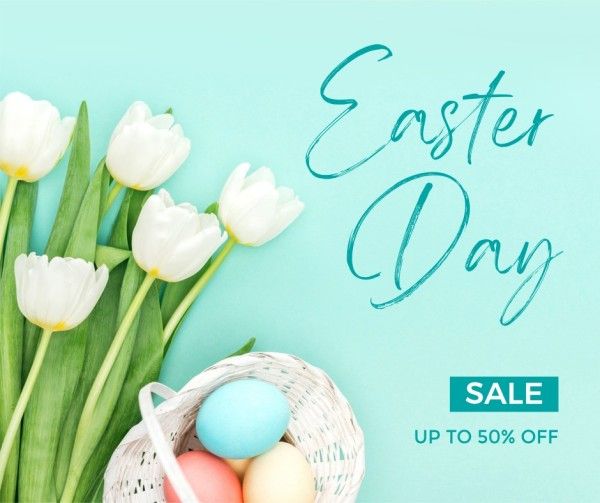 easter day, promo, discount, Mint Green Minimal Easter Sale Facebook Post Template