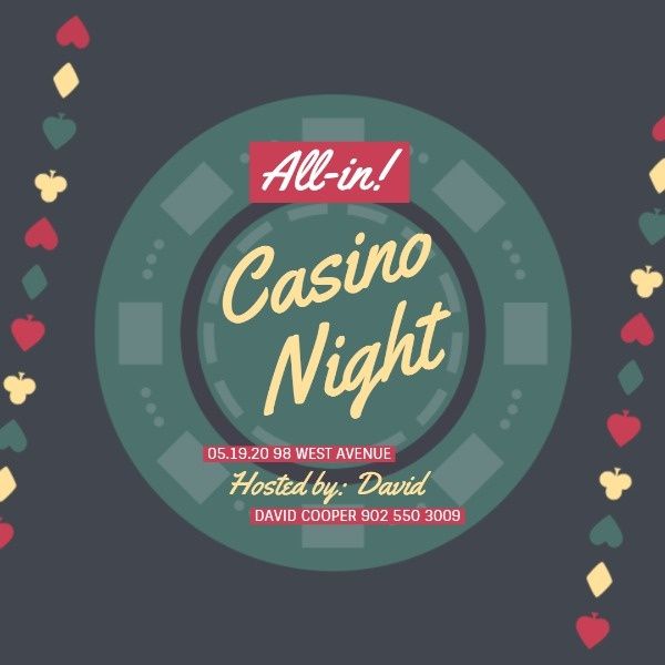 game night, gamble, jetton, Casino Night  Instagram Post Template