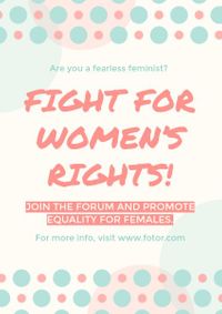 fight, female, international womens day, Warm Color Women's Right Campaign Poster Template