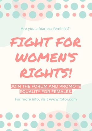 fight, female, international womens day, Warm Color Women's Right Campaign Poster Template