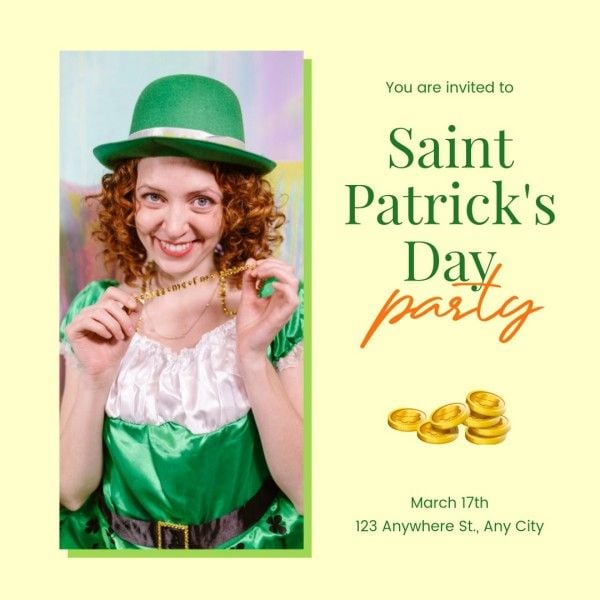 st patricks day, happy st patricks day, st. patrick, Yellow Simple Party Saint Patricks Day Photo Collage Instagram Post Template