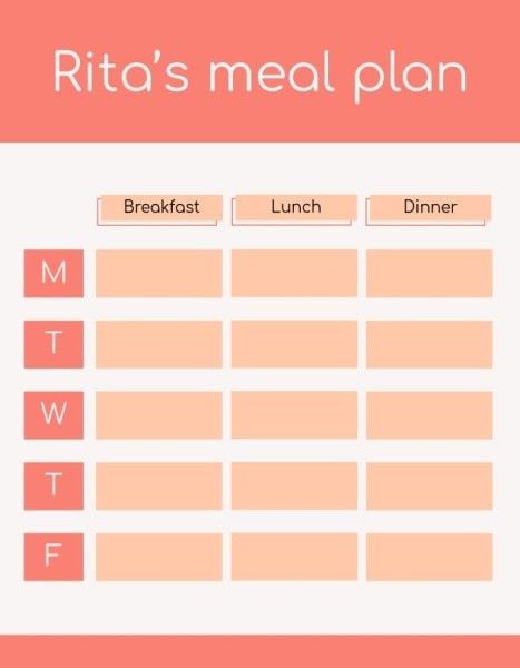 business, student, school, Pink Meal Plan Lesson Plan Template