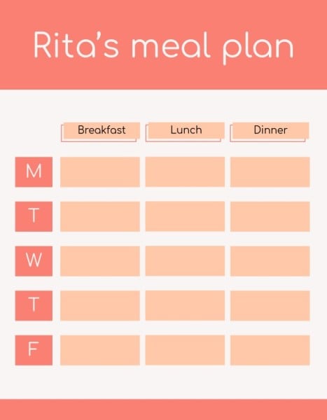 Pink Meal Plan Lesson Plan