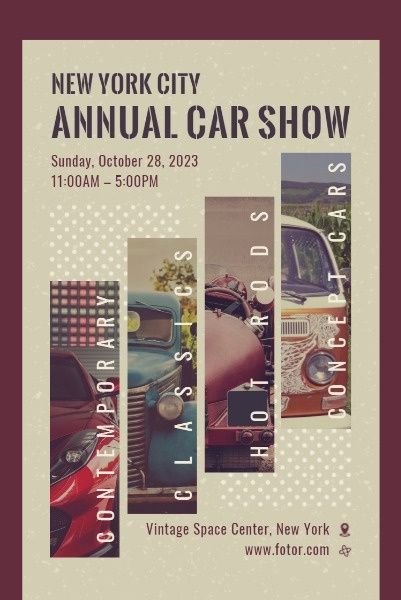 vehicle, transport, automobile, Vintage Annual Car Show Pinterest Post Template