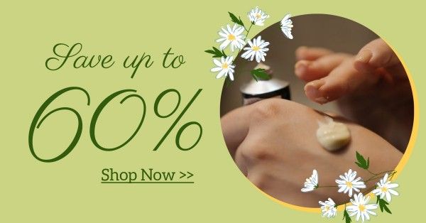 discount, flower, woman, Green Cosmetics Promotion Ads Facebook App Ad Template