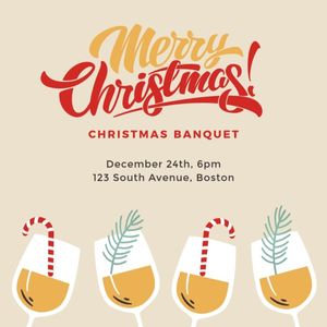 celebrate, invitation, holiday, Yellow Christmas Banquet Instagram Post Template