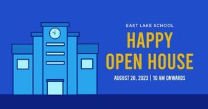 back to school, school, study, Blue Happy Open House Facebook Event Cover Template Facebook Event Cover Template