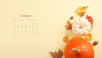 黄色い秋のカボチャ10月カレンダー デスクトップの壁紙