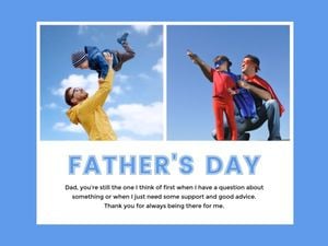 Blue Simple Clean Father's Day Photo Collage Card