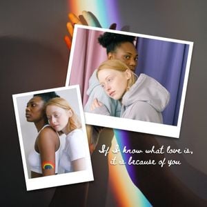 couple, lgbt, rainbow, Gray Sweet Love Photo Collage (Square) Template