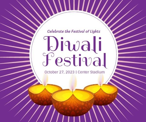 indian, holiday, wishes, Purple Diwali Festival Facebook Post Template