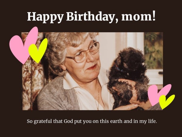 ブラウン誕生日ママ メッセージカード