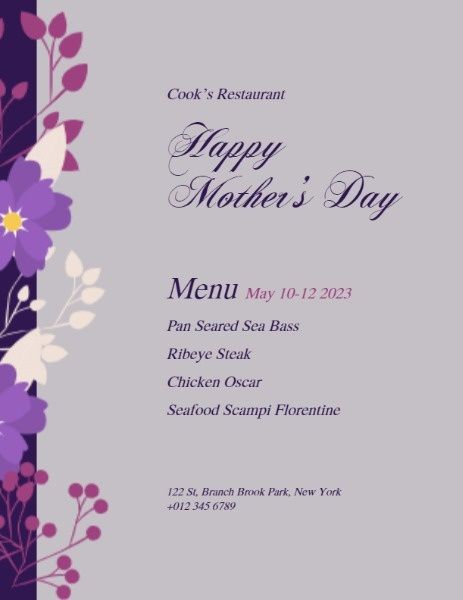 happy mother, mothers day, event, Mother's Day Menu Template