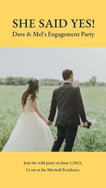 engagement, party, engagement, She Said Yes To Our Wedding  Instagram Story Template