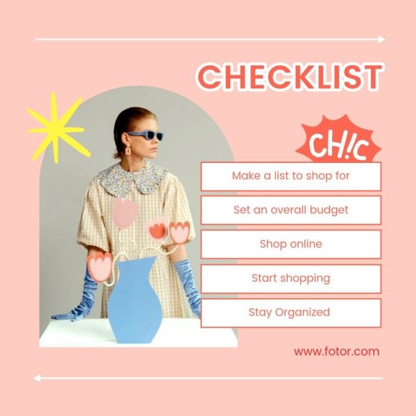 e-commerce, online shopping, promotion, Pink Black Friday Branding Fashion Sale Checklist Instagram Post Template