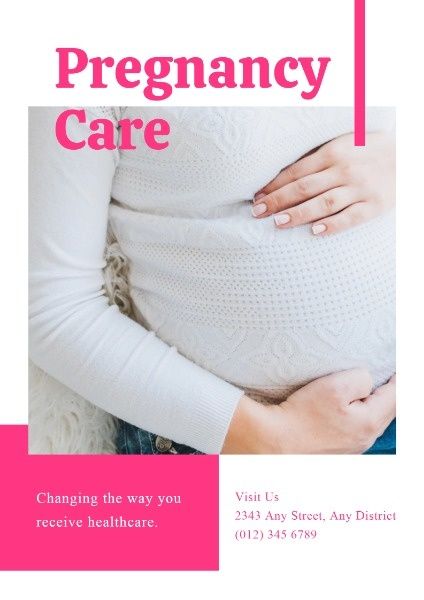 粉红和白色孕期护理服务 英文海报