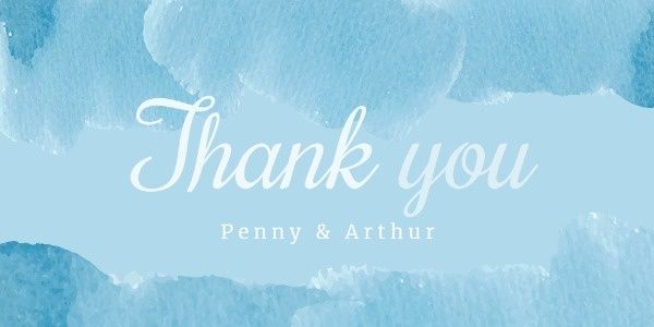 gratitude, wedding, ceremony, Blue Watercolor Thank You Card Twitter Post Template