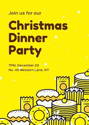 holiday, weihnachten, party, Yellow Christmas Invitation Template