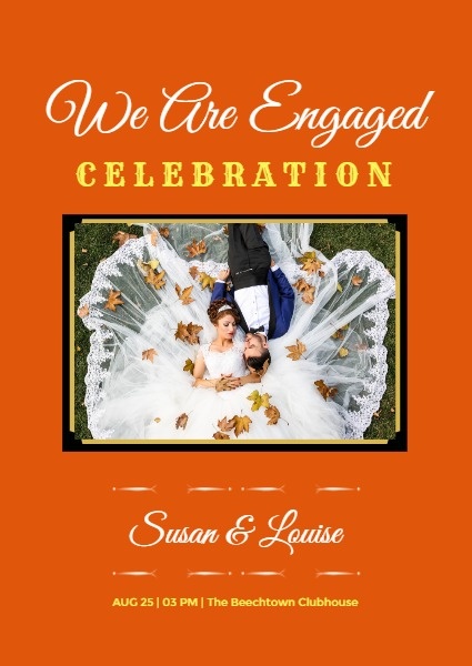 Orange Engagement Celebration Party Invitation Invitation