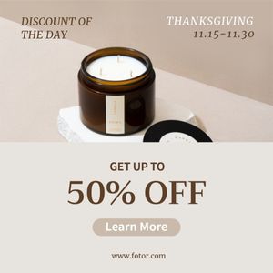 Beige Thanksgiving Candle Promo Instagram Post