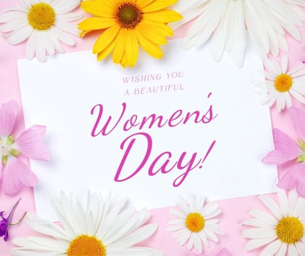 women's day, international women's day, march 8, Pink Floral Spring Womens Day Greeting Facebook Post Template