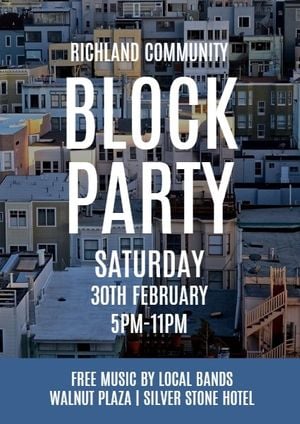 gathering, event, parties, Blue Block Party Invitation Template