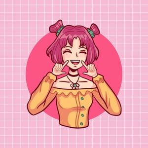 female, woman, youth, Pink Cute Smile Girl Animated Discord Profile Picture Avatar Template