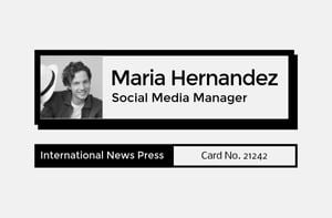 Simple Black And White Job Title Information ID Card