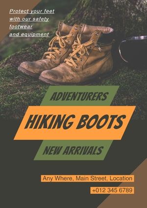 shoe, mountain boots, ad,  Hiking Boots Sale Poster Template