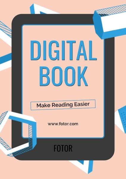 reading, ads, e-book, Isometric Shape Digital Book Advertisement Poster Template