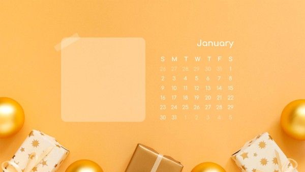holiday, celebration, calendar, Yellow January New Year Desktop Background Desktop Wallpaper Template