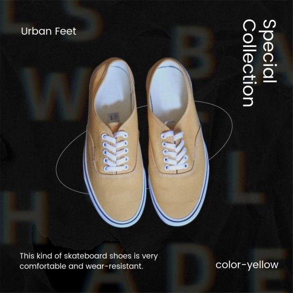 social media, shoes, sports, Black Sneakers Urban Feet Fashion Sale Instagram Post Template